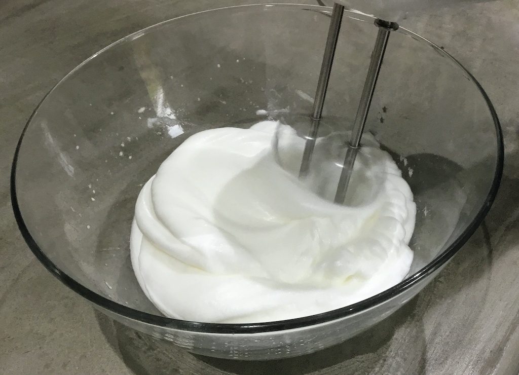 egg whites beaten with an electric mixer