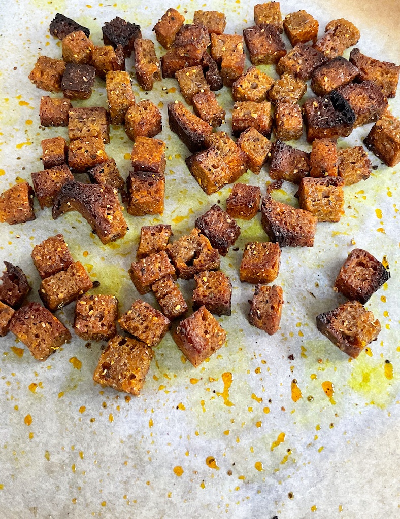 dark rye bread croutons for soups