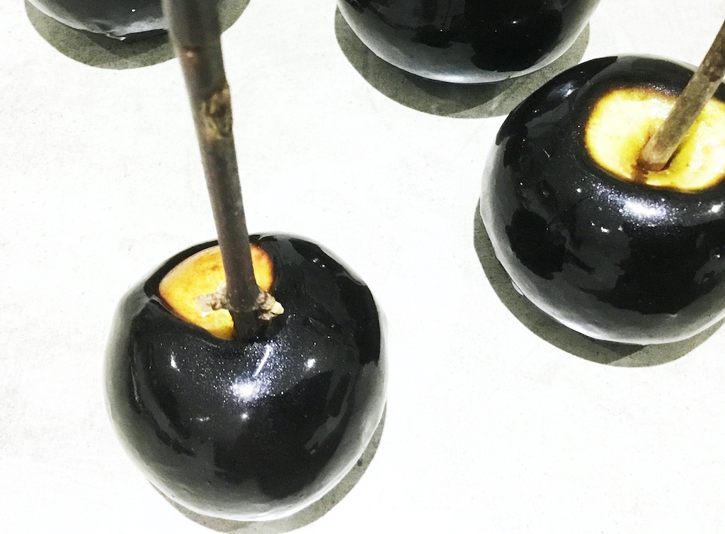 halloween black toffee apple seen from the top