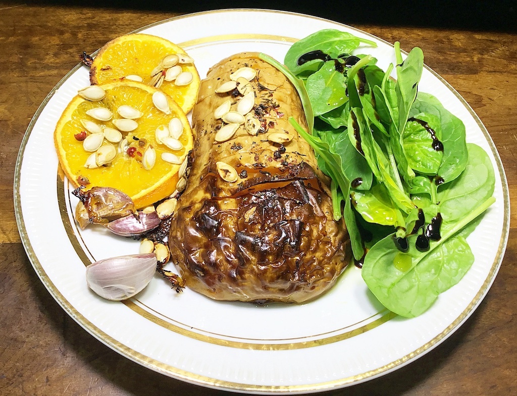 hasselback squash on the plate