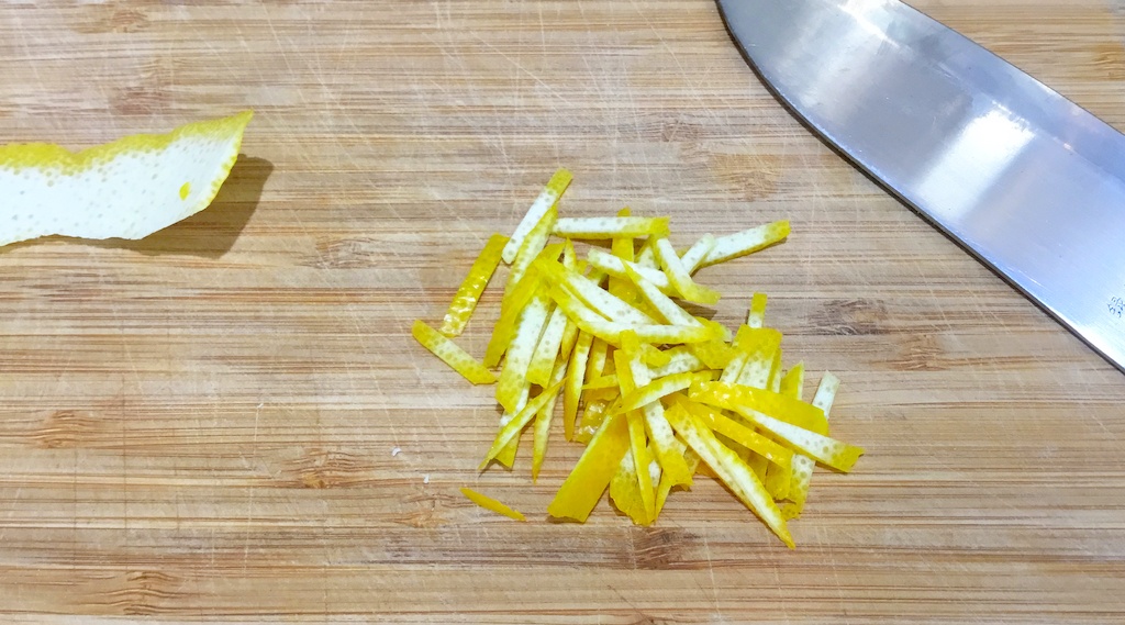 lemon peel on the chopping board