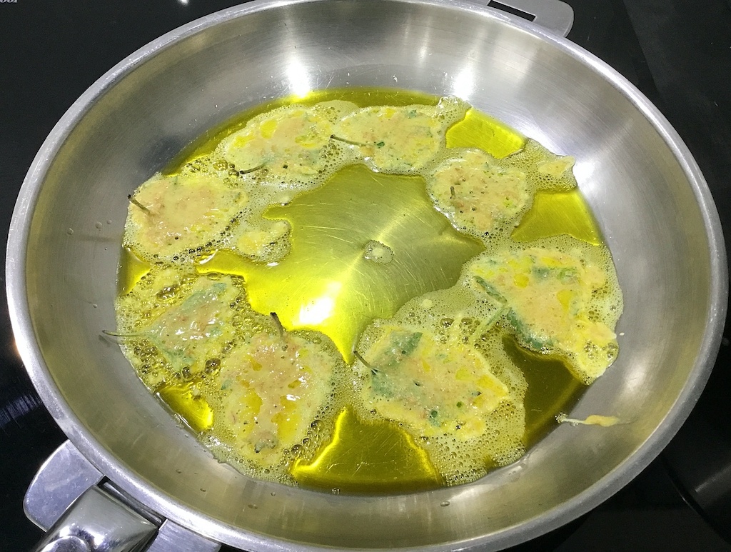 nettle crisps frying in oil