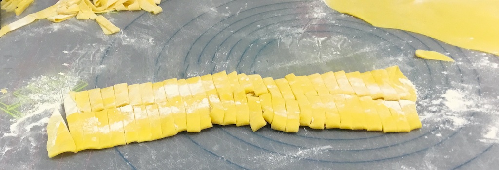 tagliatelle pasta after cutting