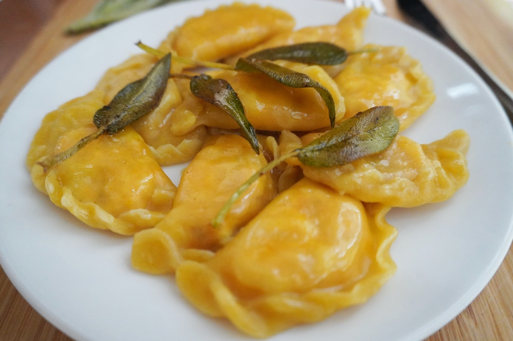 pierogi dumplings on the serving plate - macro